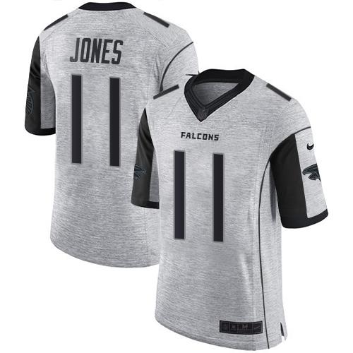 Nike Falcons #11 Julio Jones Gray Men's Stitched NFL Limited Gridiron Gray II Jersey - Click Image to Close